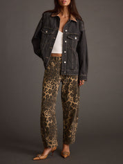 Delphine Ashgrove | Barrel Jeans With Leopard Print For Women