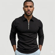 Luca Bennett | Ribbed Half-Zip Knit Sweater For Men