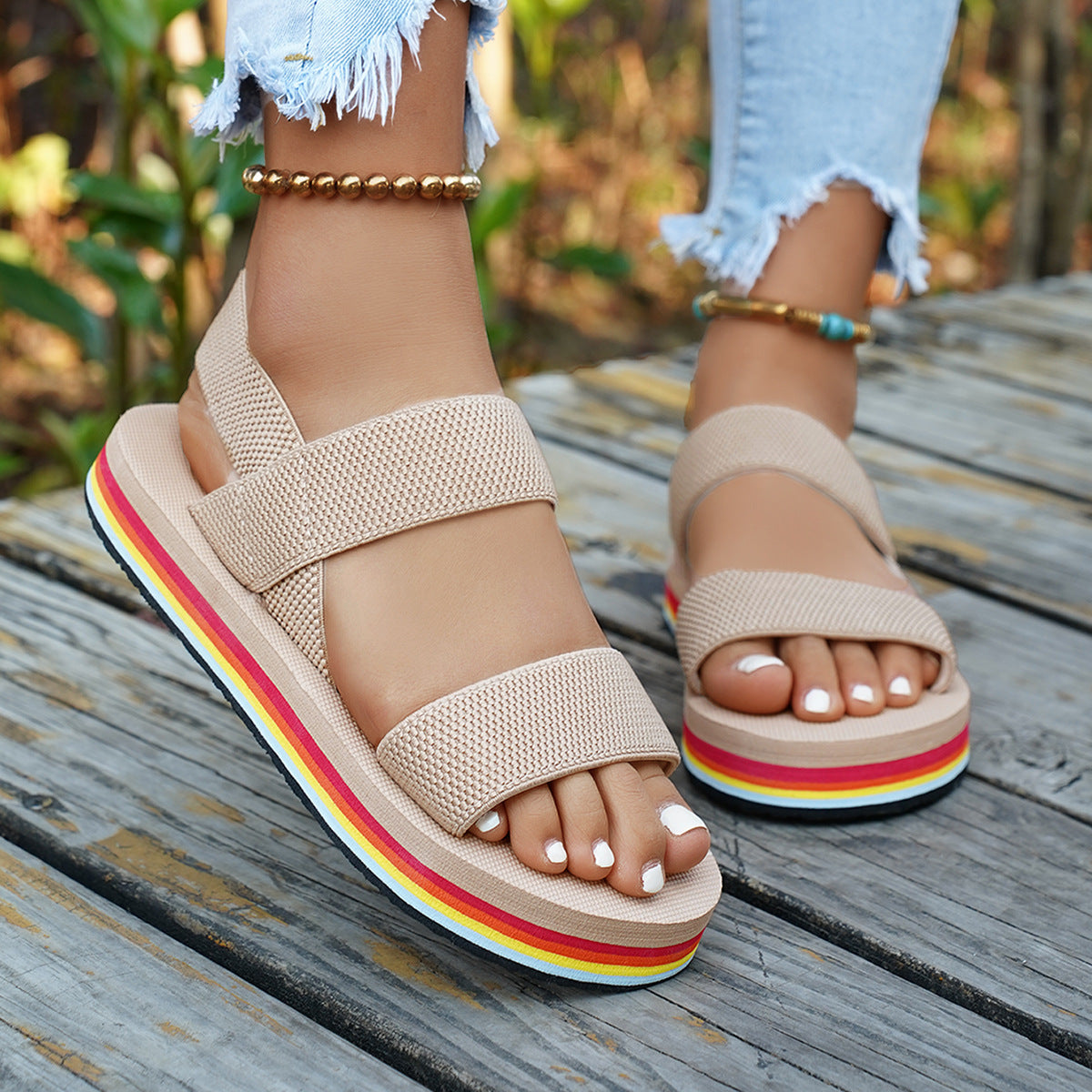 Mirella Brookwood | Elastic Strap Platform Summer Sandals For Women