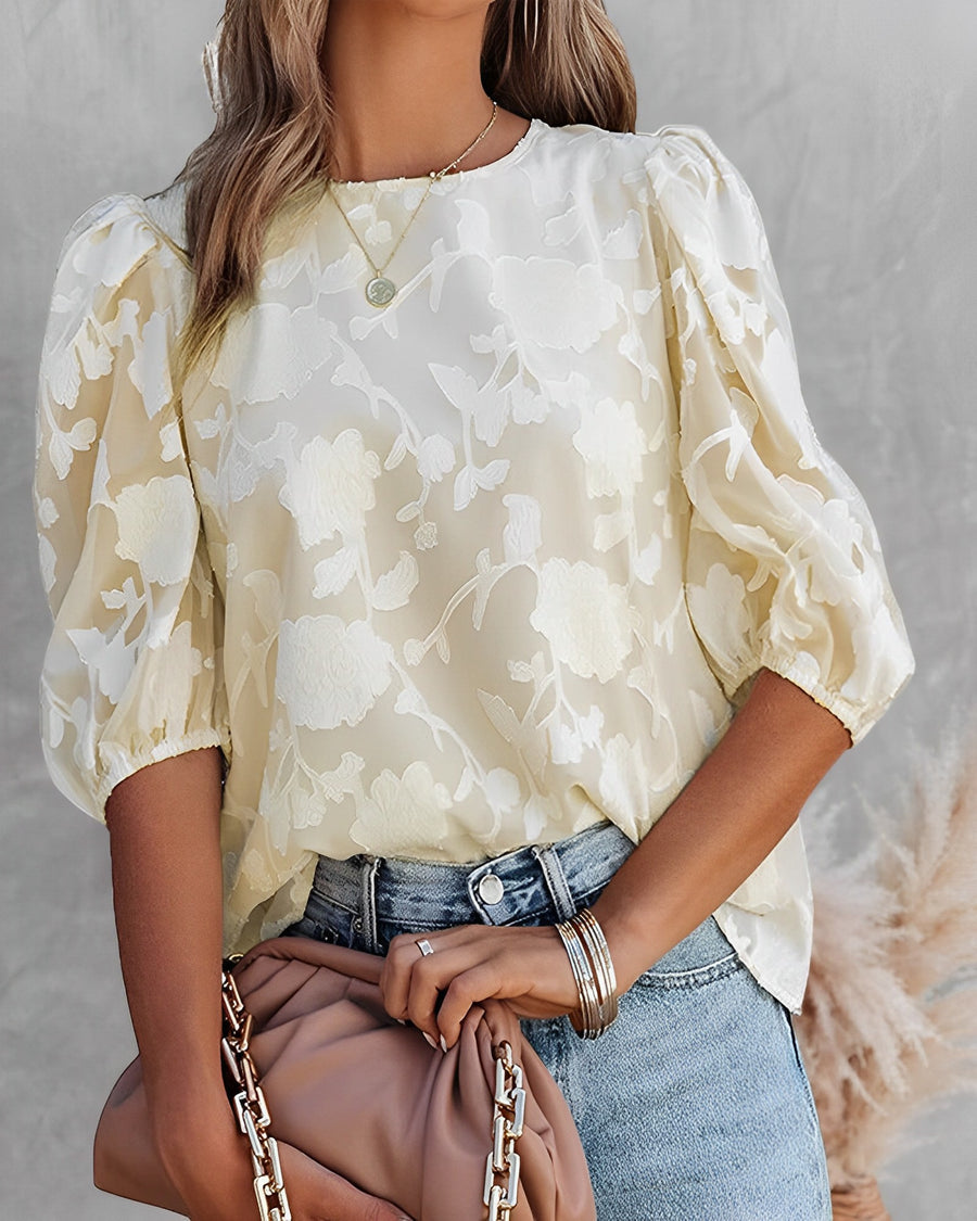 Amelie Rousseau | Floral Puff Sleeve Blouse For Women