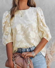 Amelie Rousseau | Floral Puff Sleeve Blouse For Women