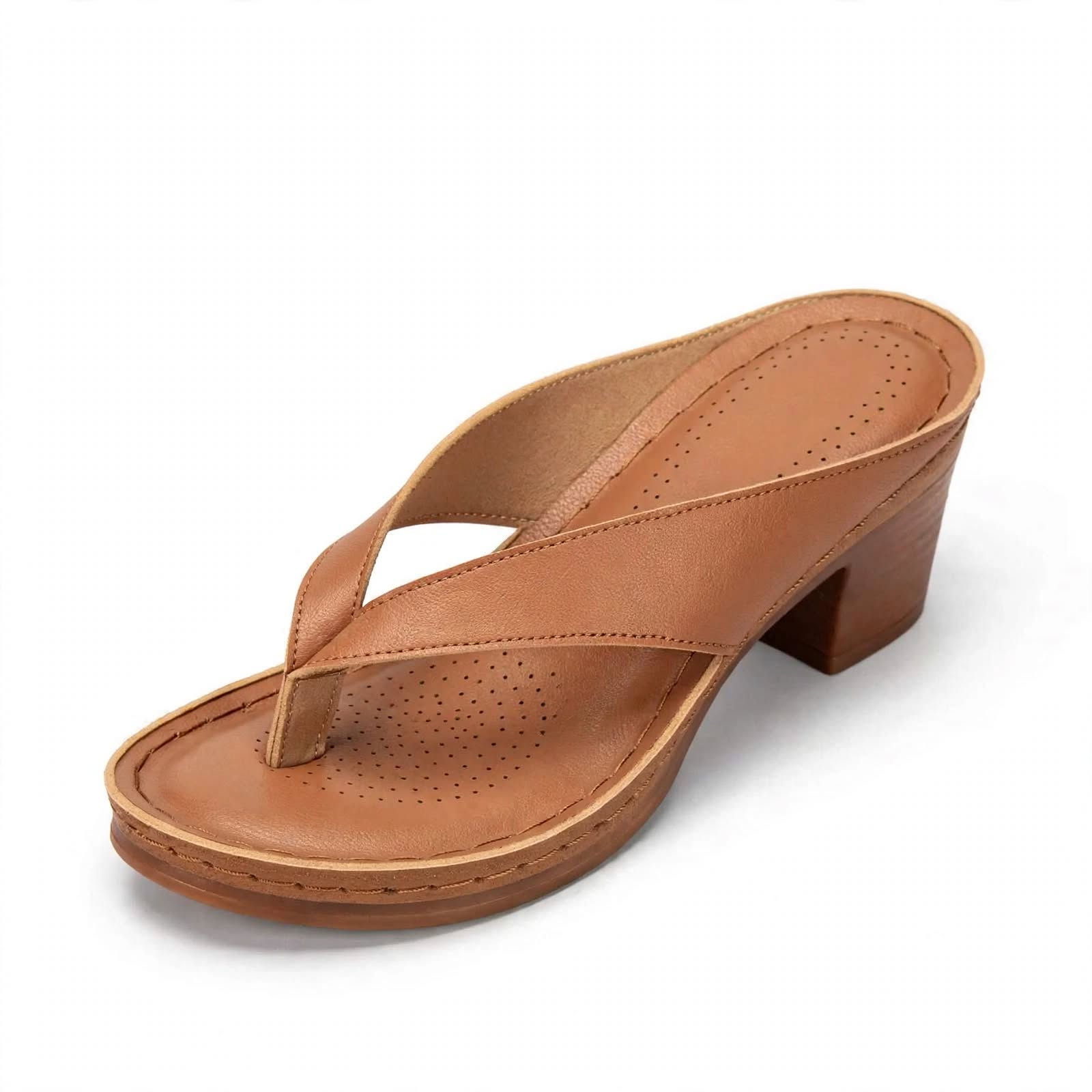 Erica Presham | Block Heel Thong Sandals For Women