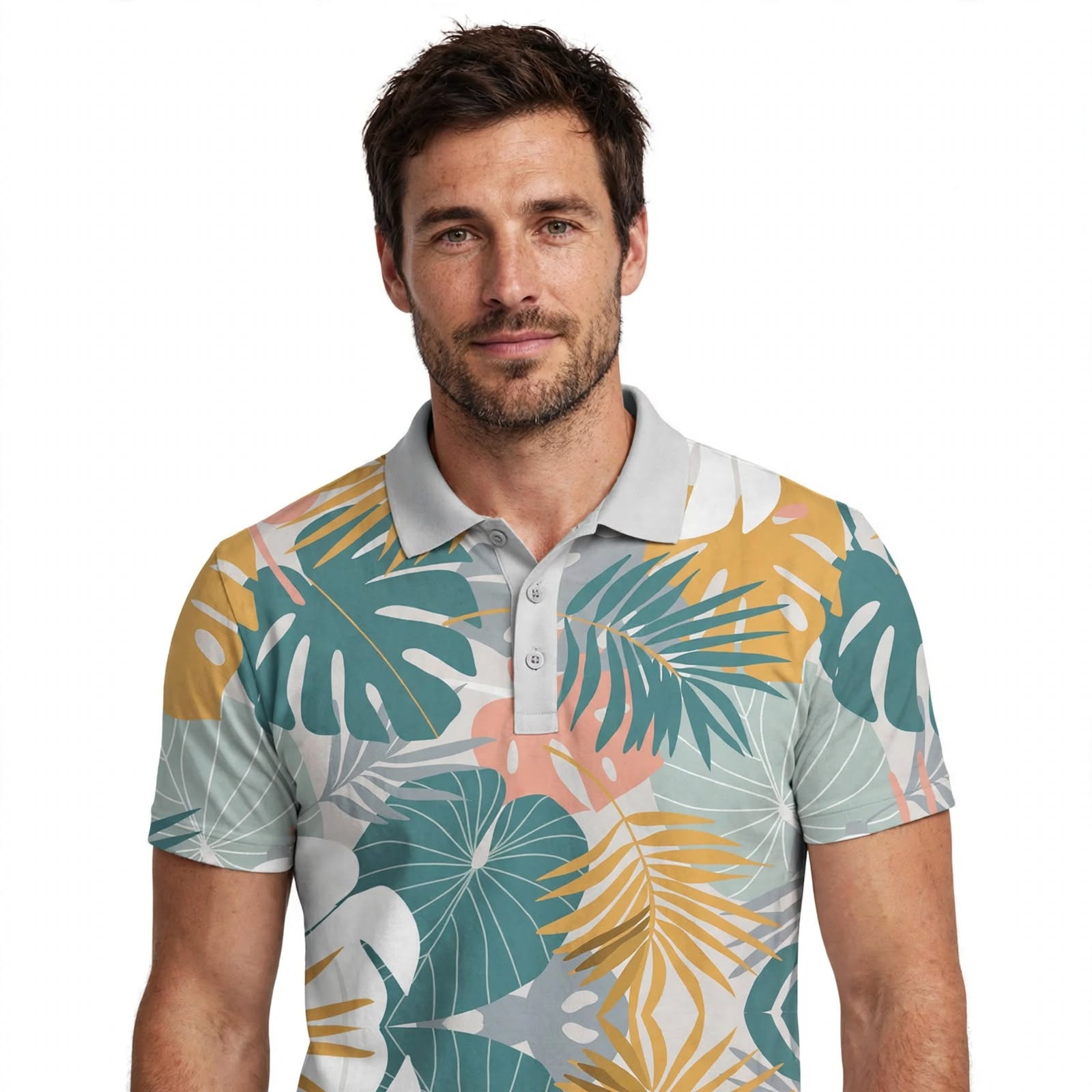 Lachlan Sheeran | Tropical Print Polo Shirt For Men
