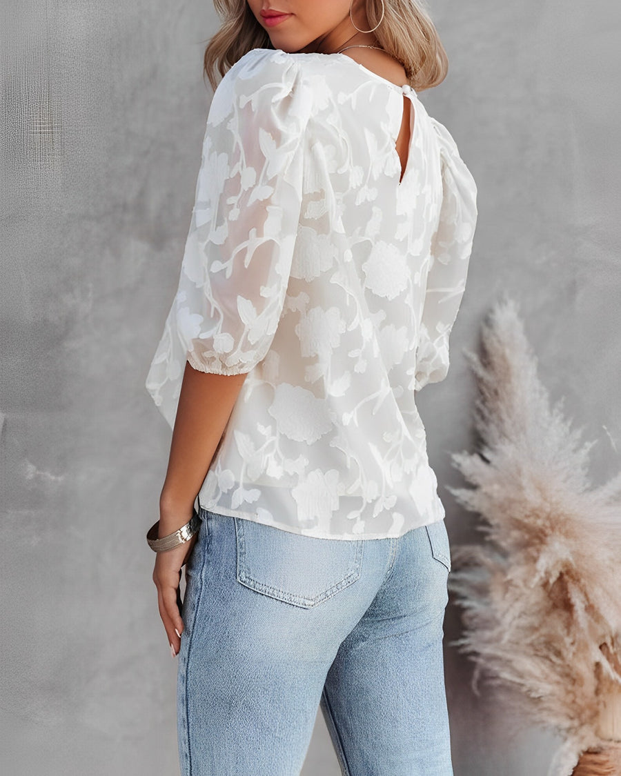 Amelie Rousseau | Floral Puff Sleeve Blouse For Women