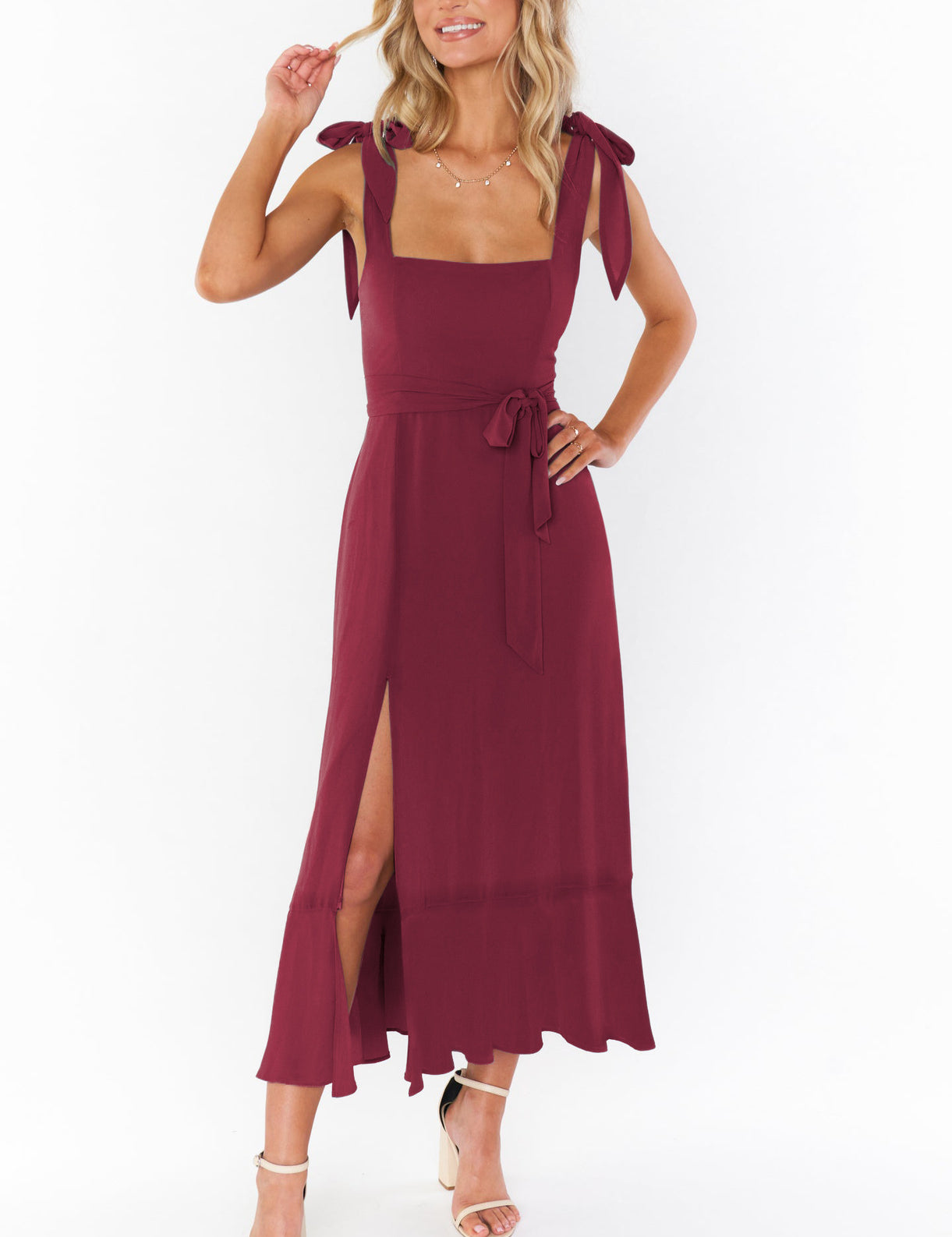 Isabelle Ryan | Ruffled Summer Dress With Lace-Up Detail For Women