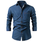 Massimo Milbridge | Denim-Look Long Sleeve Button-Up Shirt For Men