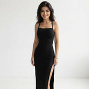 Charlotte Murphy | Sexy High Slit Halter Maxi Dress For Women