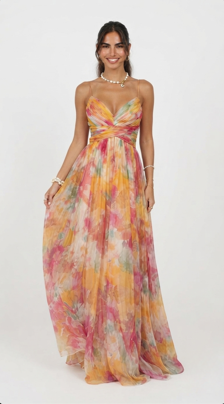 Charlotte Nguyen | Floral Chiffon Maxi Dress For Women