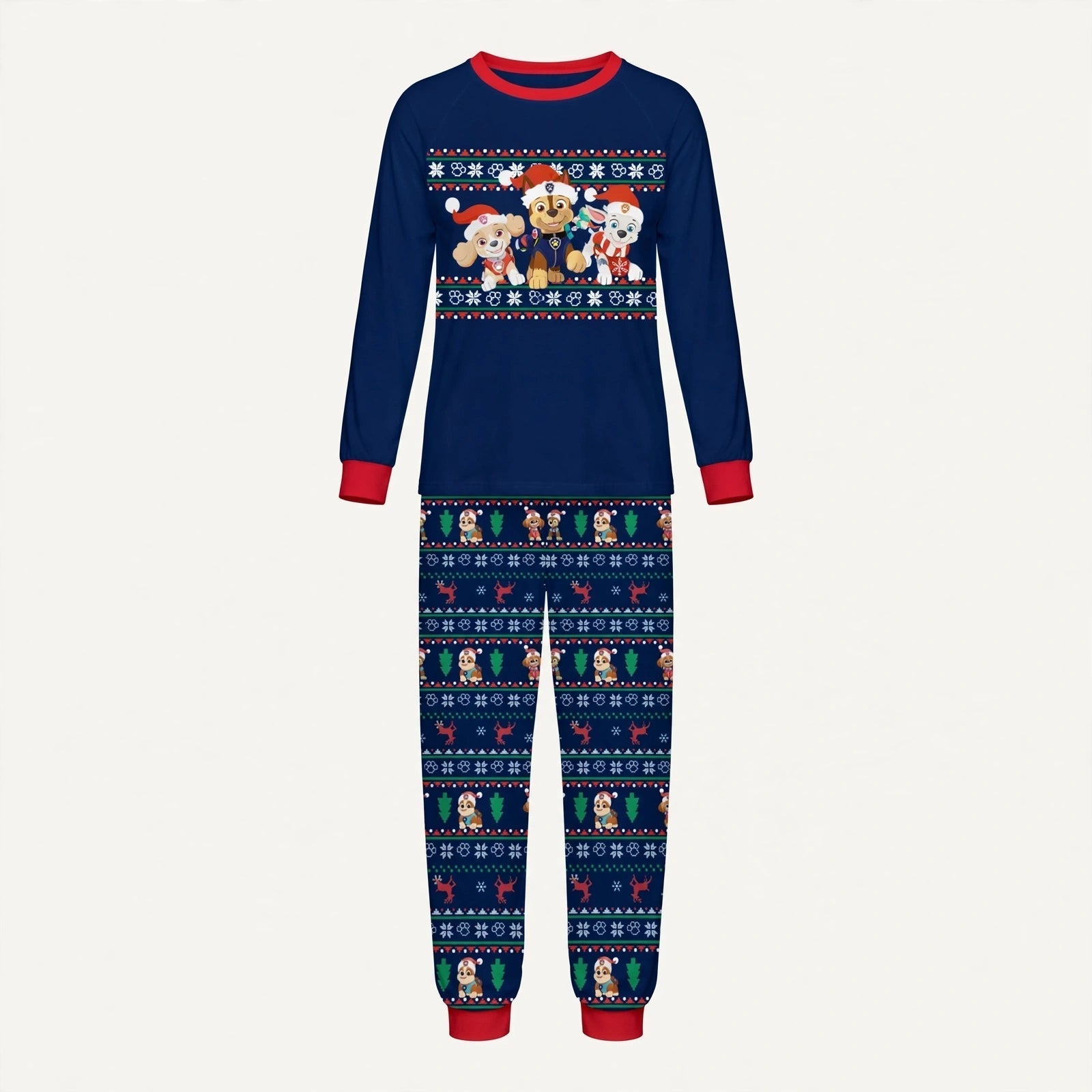 Cocoa | Navy Fair Isle Puppy Print Christmas Pyjamas Unisex & Family