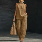 Bridie Ashcroft | Linen Tank Top and Wide-Leg Pants Set For Women