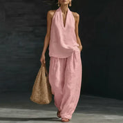 Bridie Ashcroft | Linen Tank Top and Wide-Leg Pants Set For Women