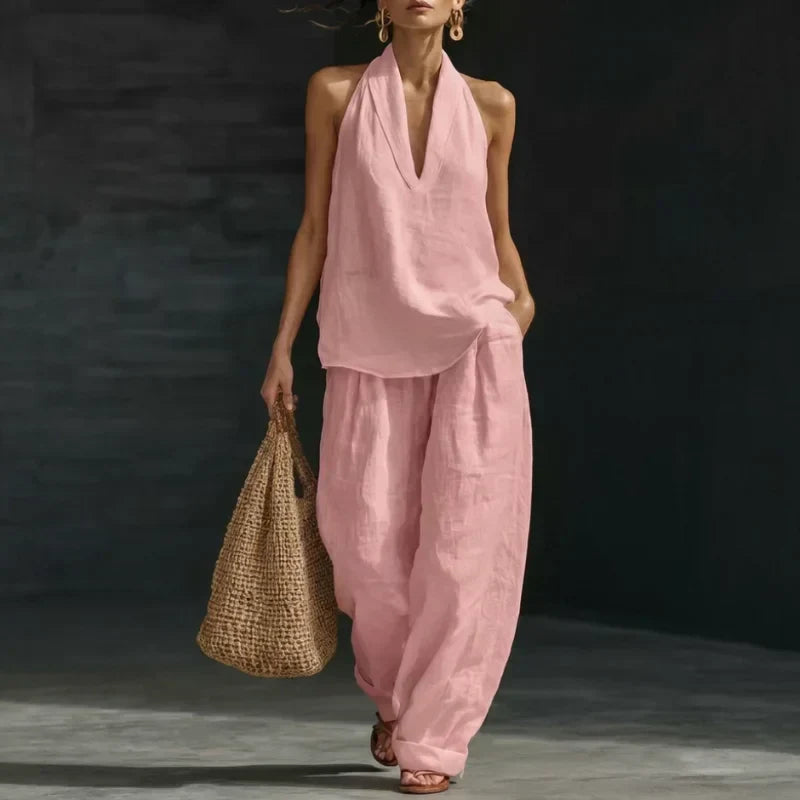 Bridie Ashcroft | Linen Tank Top and Wide-Leg Pants Set For Women