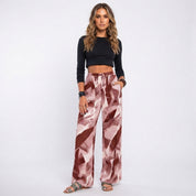 Courtney Blake | Leaf Print Wide Leg Beach Trousers For Women