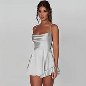 Olivia Martin | Satin Cowl Neck Mini Dress For Women