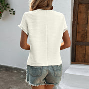 Olimpia Linworth | Textured Ruffle Sleeve T-Shirt For Women