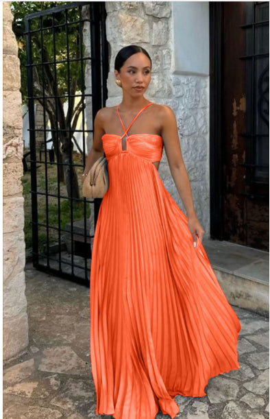 Lily Crompton | Pleated Halter Maxi Dress For Women