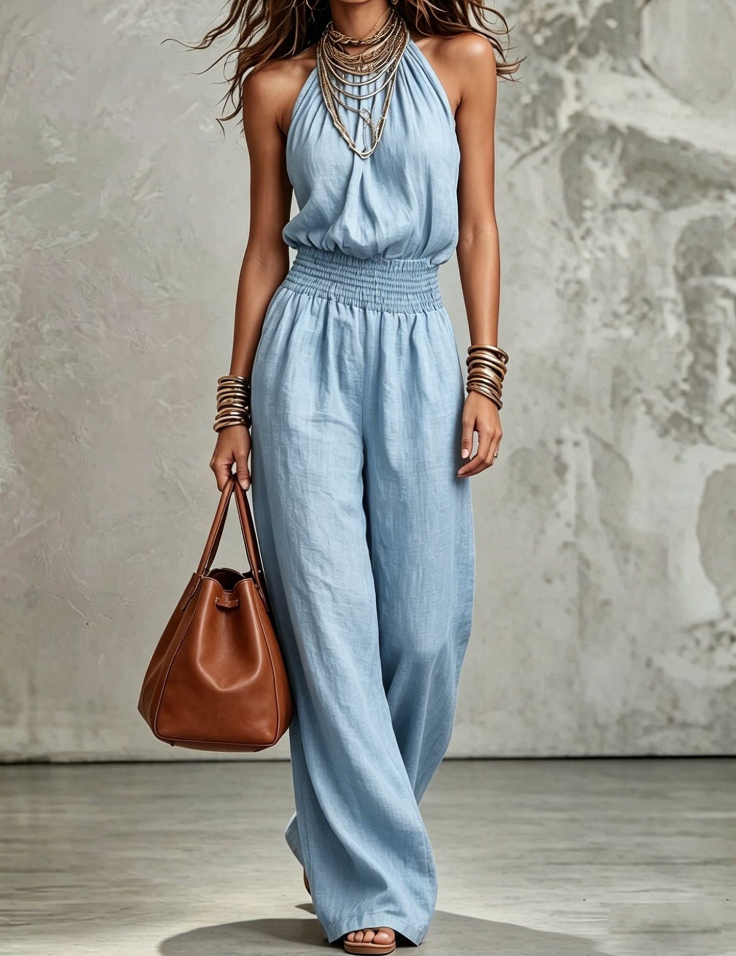 Sienna Murphy | Halter Wide-Leg Jumpsuit For Women