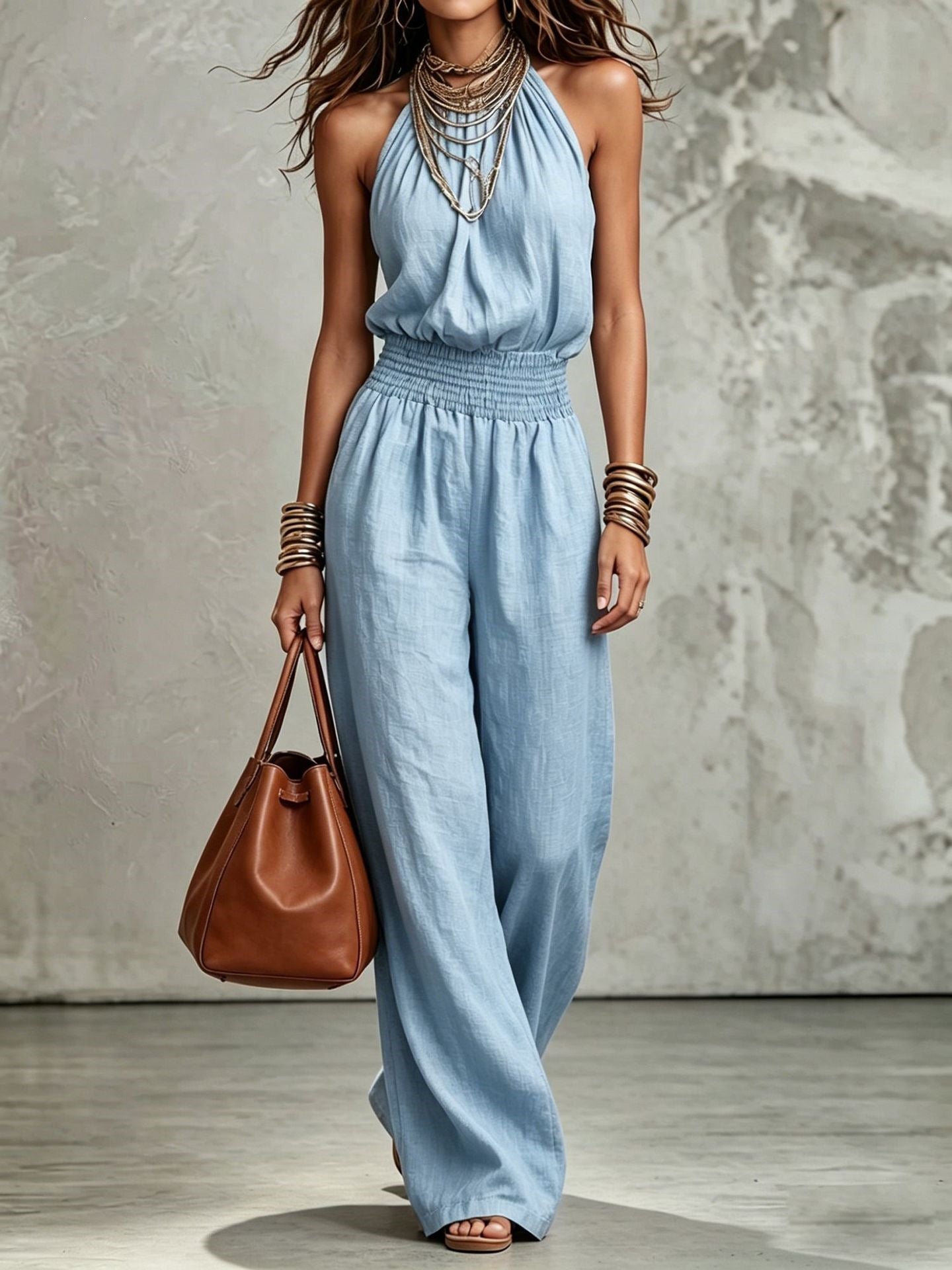 Sienna Murphy | Halter Wide-Leg Jumpsuit For Women