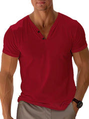 Pietro Elmbridge | Henley V-Neck T-Shirt For Men