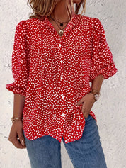 Ella Whitfield | Polka Dot Button Blouse With Flutter Sleeves For Women