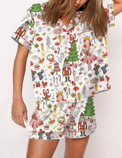 Tinsel Town | Black Candy Cane Print Christmas Pyjamas For Women