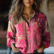 Élise Moreau | Vintage Bohemian Printed Button Shirt For Women