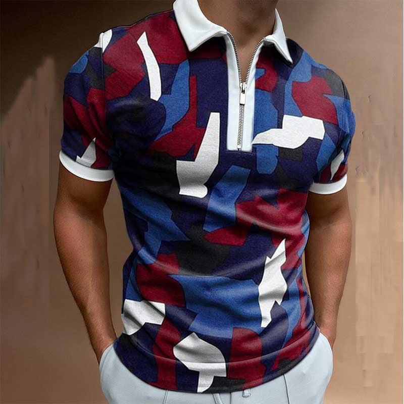 Ronan Ashfield | Checkerboard Print Zip Polo Shirt For Men