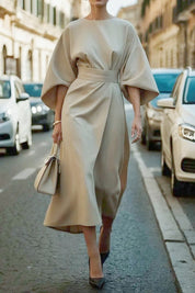 Adriana Henford | Black Batwing Sleeve Long Dress For Women