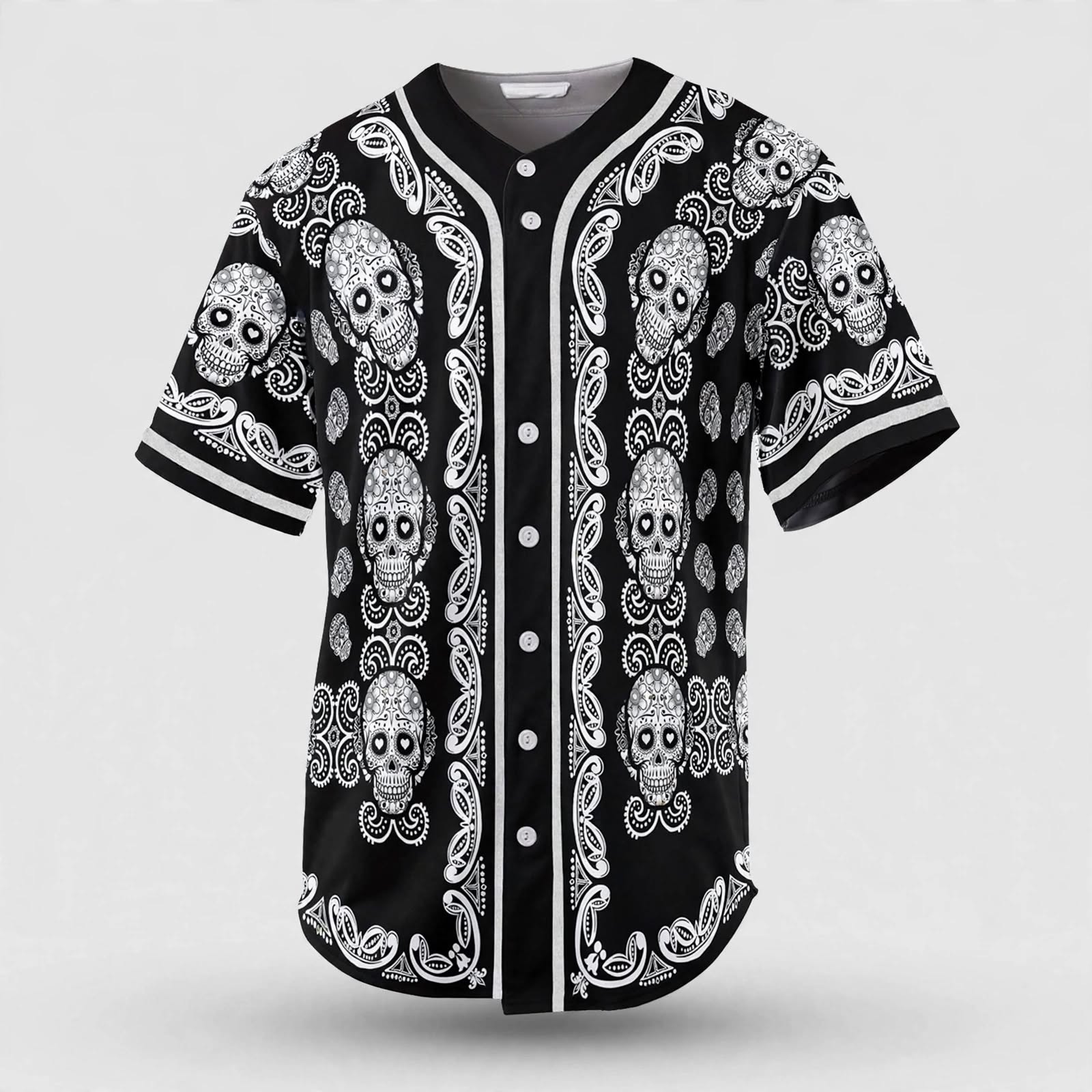 Ronan Kavanagh | Skull Print Baseball Jersey For Men
