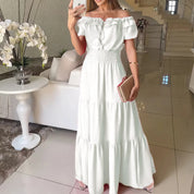 Matilde Malmere | Off-Shoulder Shirred Tiered Maxi Dress For Women