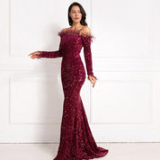 Amelia Sinclair | Off-Shoulder Sequin Mermaid Gown For Women