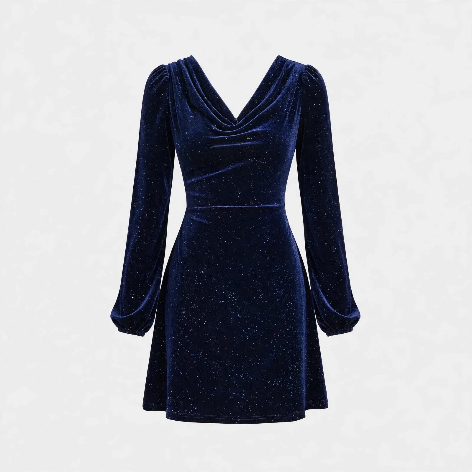 Phyllida Carrton | Navy Sequined Velvet Cocktail Dress For Women – Christmas Party & New Year's Eve Dress