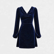 Phyllida Carrton | Navy Sequined Velvet Cocktail Dress For Women – Christmas Party & New Year's Eve Dress