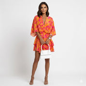 Sofia Bellini | Twist-Front Floral Mini Dress with Layered Ruffles For Women