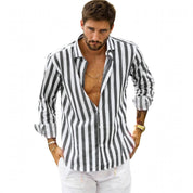 Remo Fenbridge | Striped Stretch Long Sleeve Shirt For Men