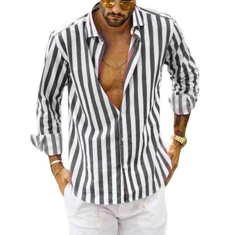 Remo Fenbridge | Striped Stretch Long Sleeve Shirt For Men