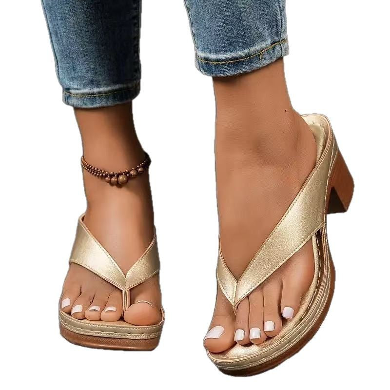 Erica Presham | Block Heel Thong Sandals For Women