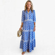 Beatrix Sterling | Chain Print Tiered Midi Dress For Women