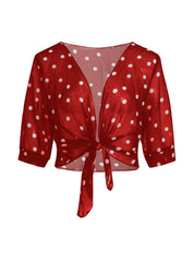 Beatrice Langley | Polka Dot Tie-Front Blouse For Women