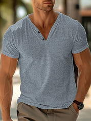 Pietro Elmbridge | Henley V-Neck T-Shirt For Men