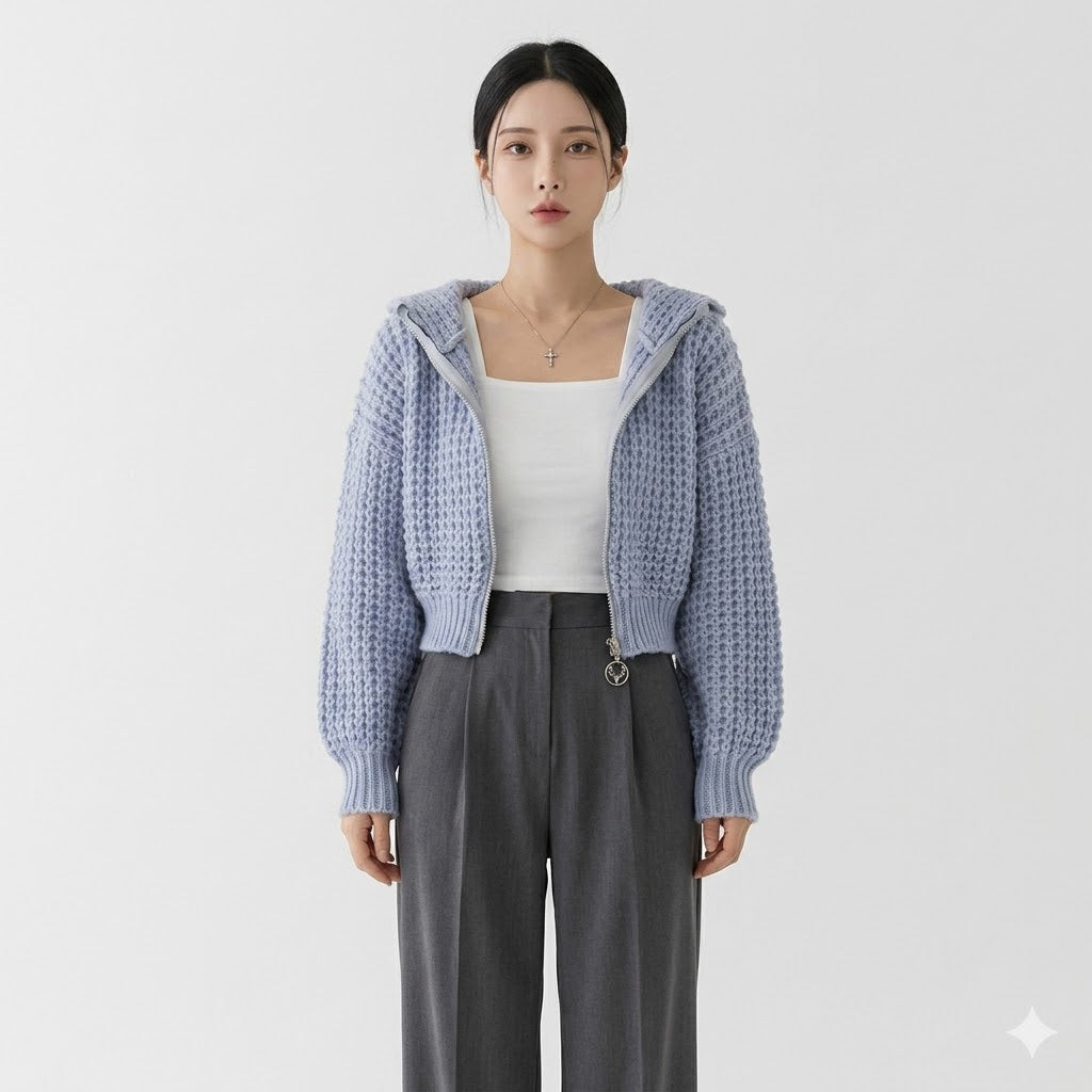 Sophie Moreau | Luxury Knit Zip Hoodie For Women