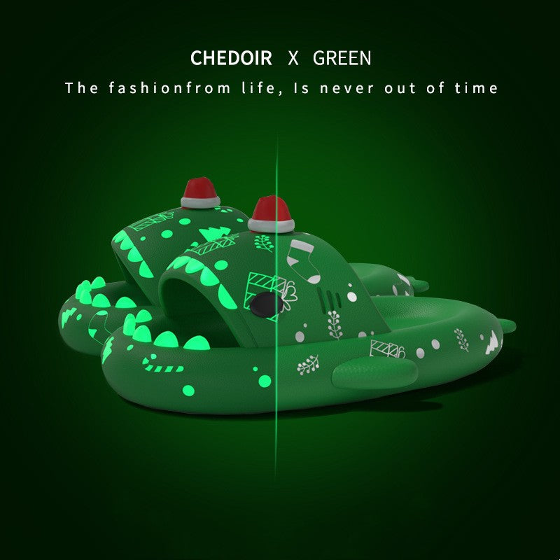Frosty Morn | Red Glow-In-The-Dark Christmas Slippers For Women