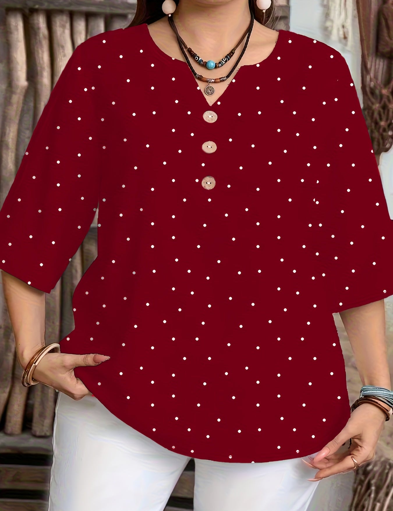 Ivy Redmond | Polka Dot Half Sleeve Blouse For Women