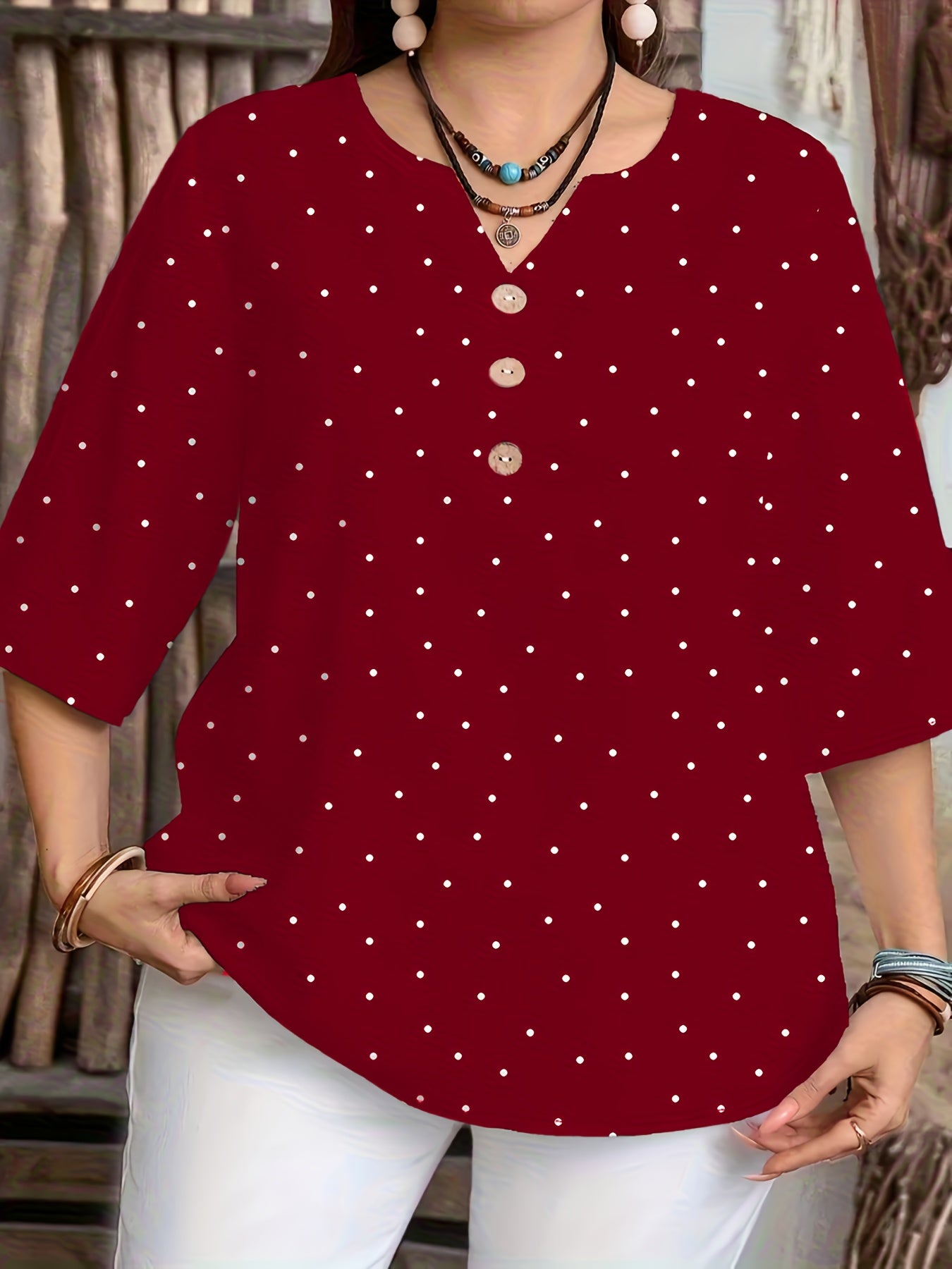 Ivy Redmond | Polka Dot Half Sleeve Blouse For Women