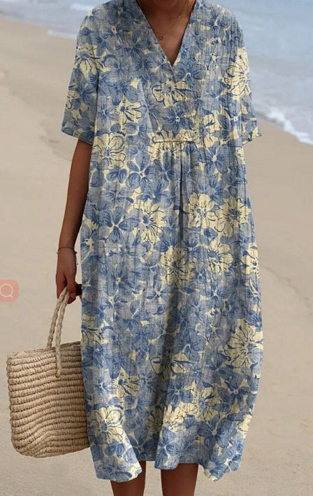 Bice Tidmore | Floral Print V-Neck Midi Dress For Women