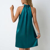 Imogen Walker | Satin Halter-Neck Midi Dress For Women