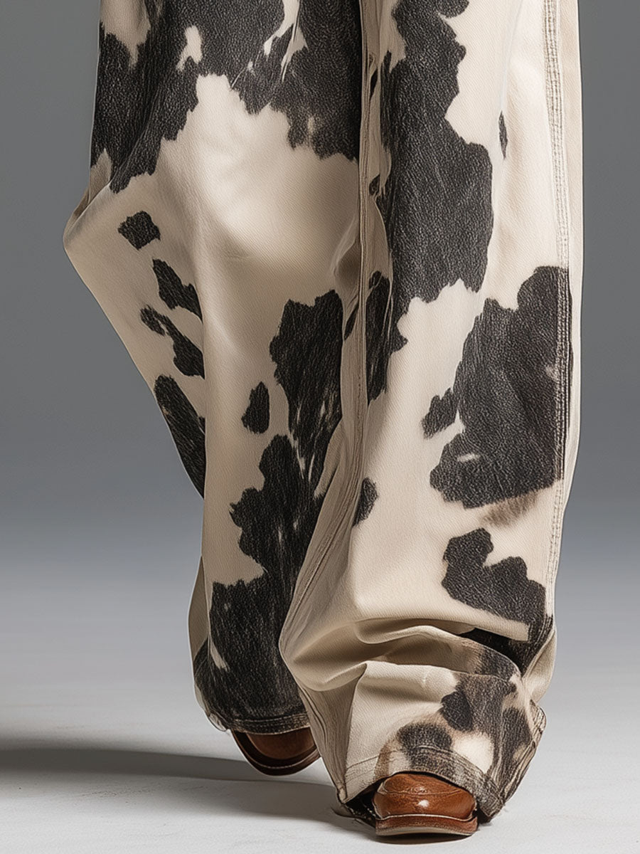 Quinn Abernathy | Cow Print Wide-Leg Pants For Women