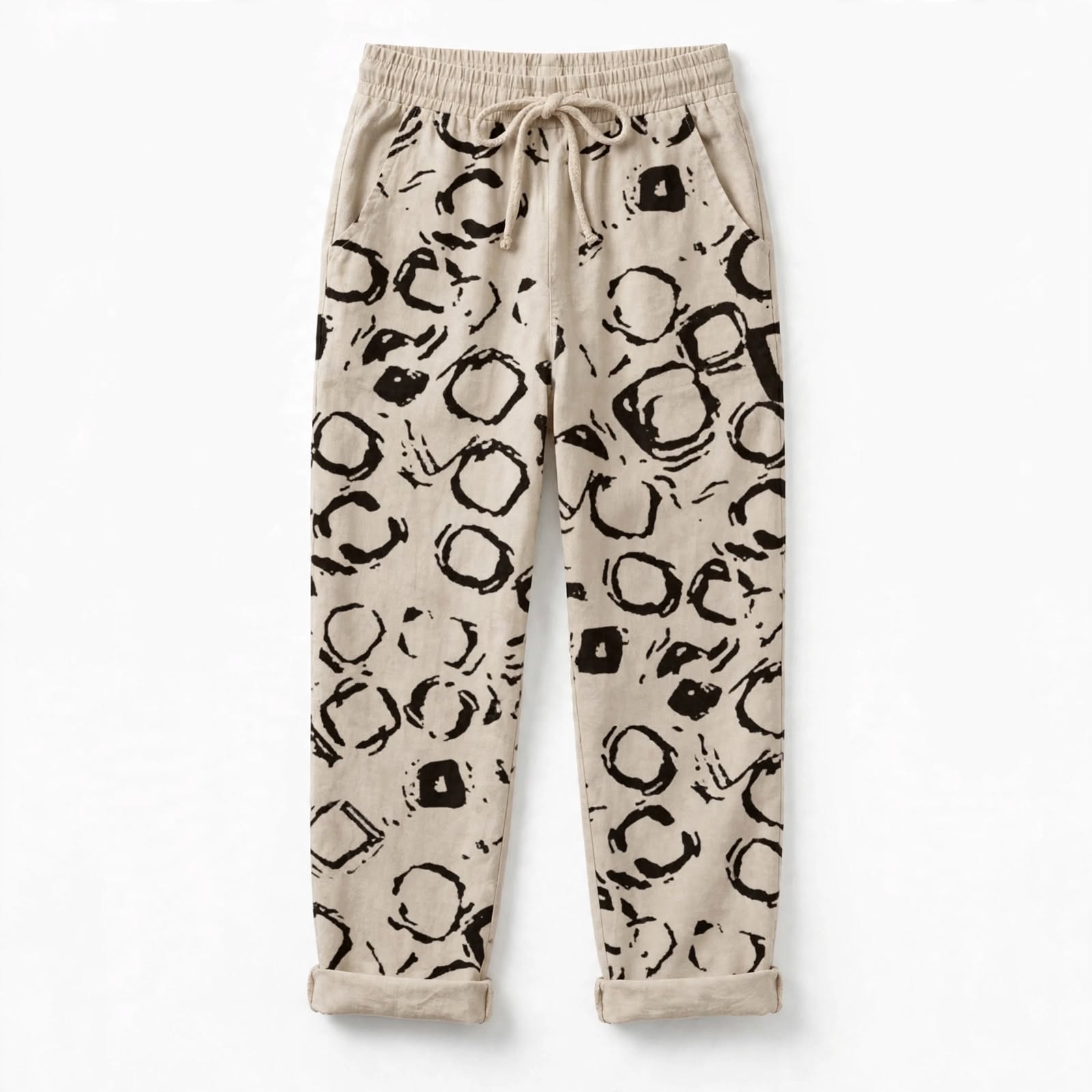 Mila Ashford | Printed Linen Look Jogger Pants For Women