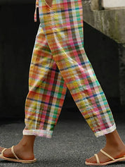 Clara Whitlock | Checkered Linen Trousers For Women