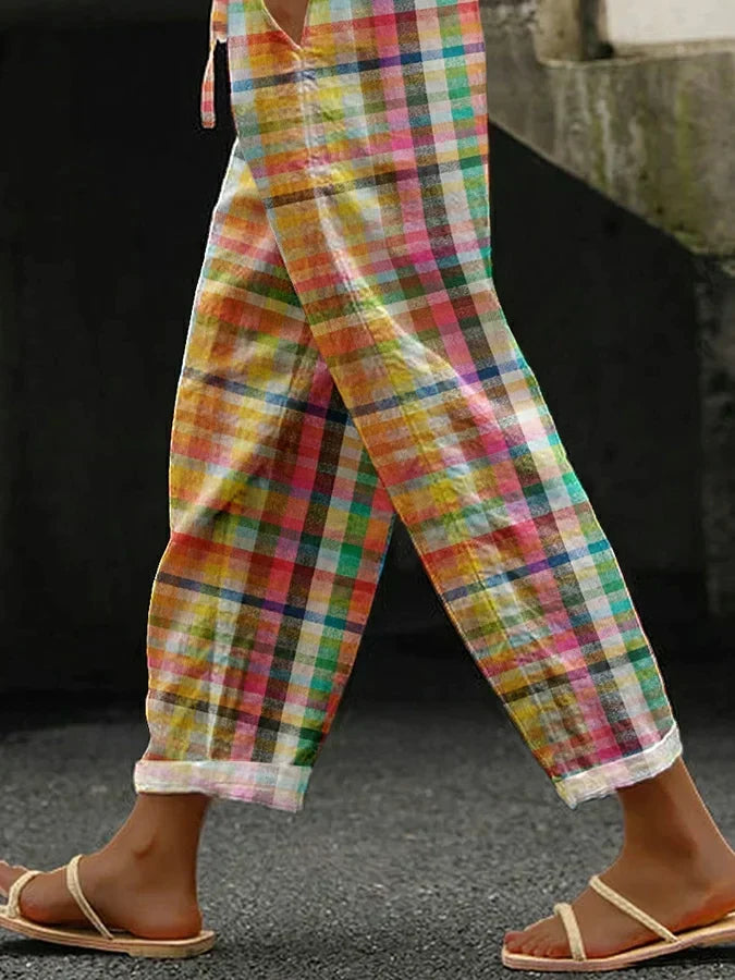 Clara Whitlock | Checkered Linen Trousers For Women